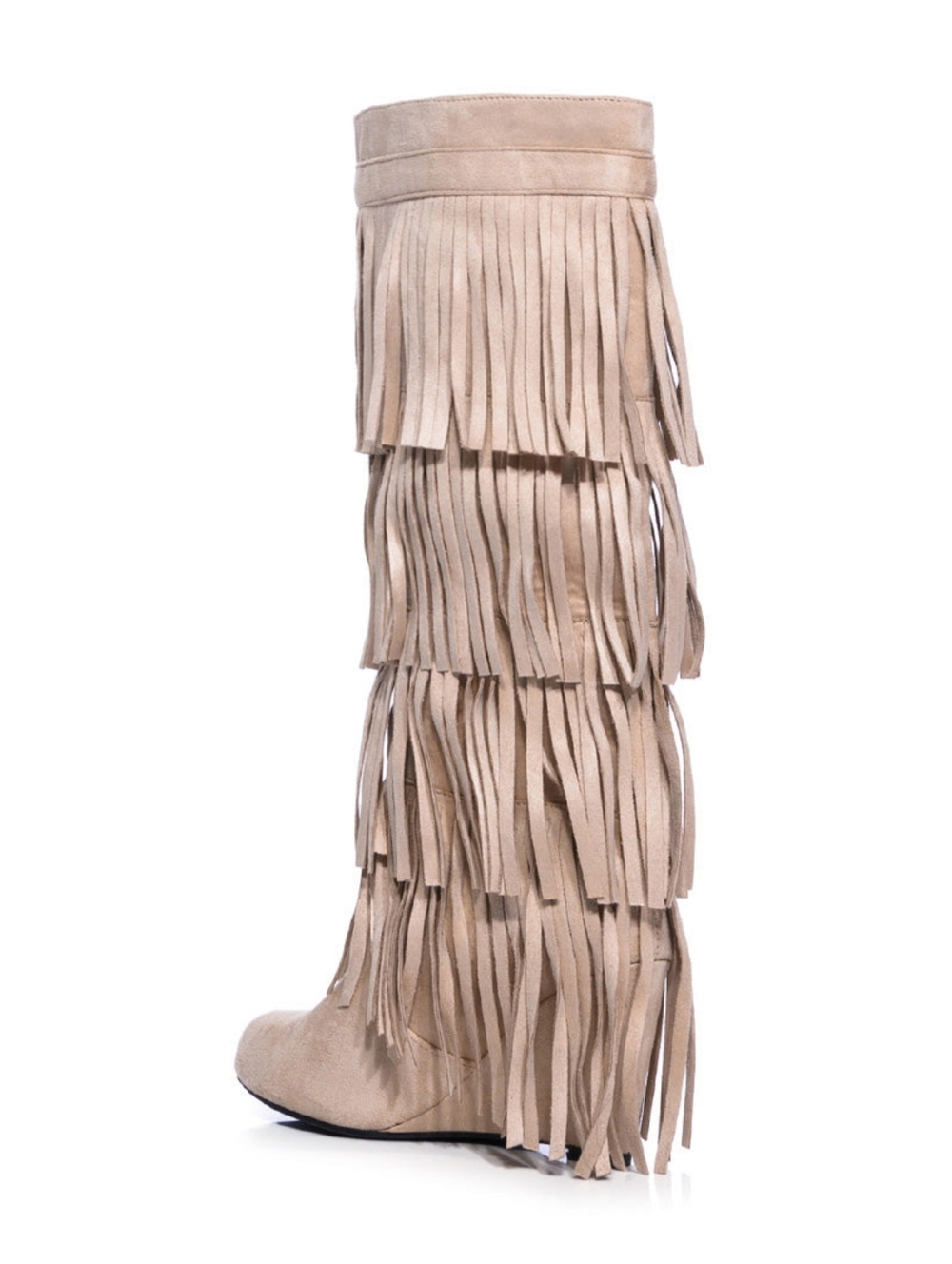 AKIRA | Dixie Fringe Fold Over Boot In Khaki - Picture 4 of 5